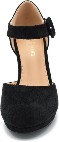 LIURUIJIA Womens Closed Toe High Heels Pumps D'Orsay Ankle Strap Comfortable Platform Heels Shoes Casual Dressy in Kuwait