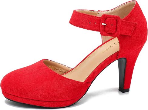 LIURUIJIA Womens Closed Toe High Heels Pumps D'Orsay Ankle Strap Comfortable Platform Heels Shoes Casual Dressy in Kuwait