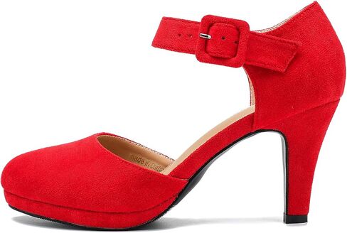 LIURUIJIA Womens Closed Toe High Heels Pumps D'Orsay Ankle Strap Comfortable Platform Heels Shoes Casual Dressy in Kuwait