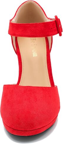 LIURUIJIA Womens Closed Toe High Heels Pumps D'Orsay Ankle Strap Comfortable Platform Heels Shoes Casual Dressy in Kuwait