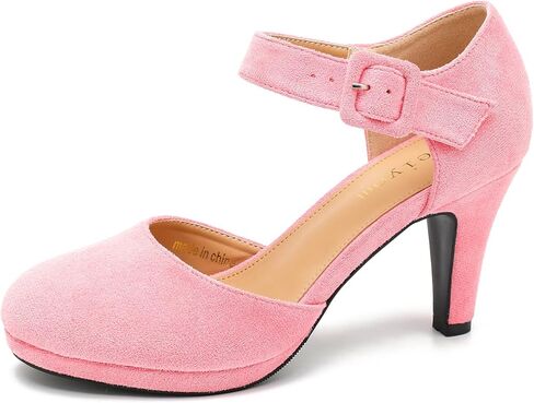 LIURUIJIA Womens Closed Toe High Heels Pumps D'Orsay Ankle Strap Comfortable Platform Heels Shoes Casual Dressy in Kuwait