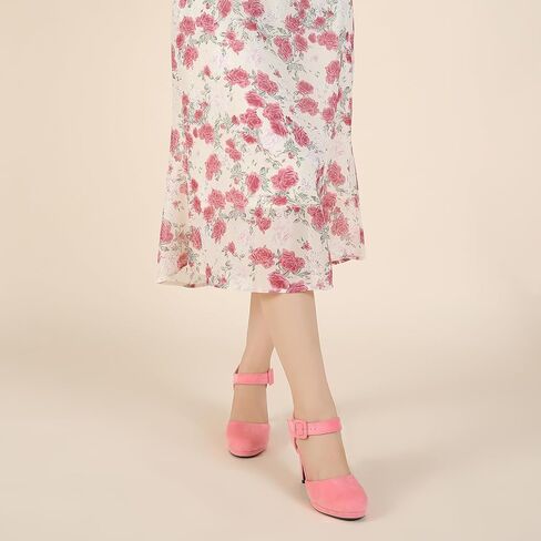 LIURUIJIA Womens Closed Toe High Heels Pumps D'Orsay Ankle Strap Comfortable Platform Heels Shoes Casual Dressy in Kuwait