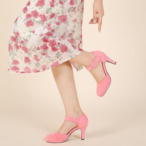 LIURUIJIA Womens Closed Toe High Heels Pumps D'Orsay Ankle Strap Comfortable Platform Heels Shoes Casual Dressy in Kuwait
