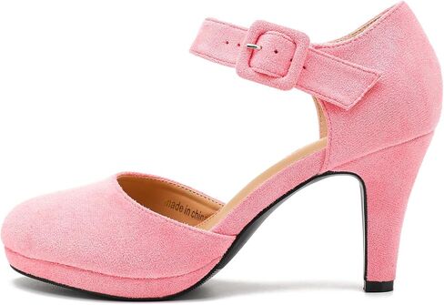 LIURUIJIA Womens Closed Toe High Heels Pumps D'Orsay Ankle Strap Comfortable Platform Heels Shoes Casual Dressy in Kuwait