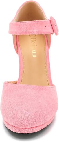 LIURUIJIA Womens Closed Toe High Heels Pumps D'Orsay Ankle Strap Comfortable Platform Heels Shoes Casual Dressy in Kuwait