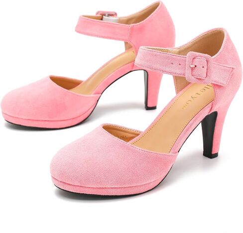 LIURUIJIA Womens Closed Toe High Heels Pumps D'Orsay Ankle Strap Comfortable Platform Heels Shoes Casual Dressy in Kuwait