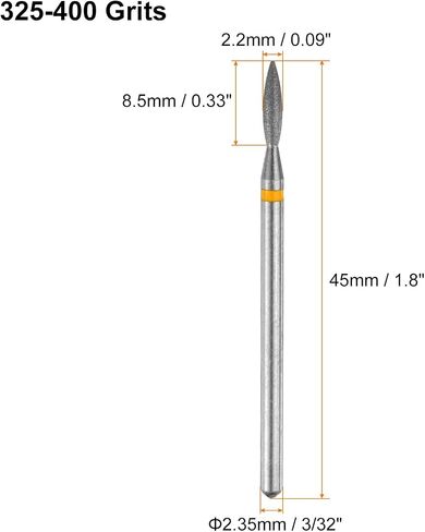 HARFINGTON 10pcs 100-120 Grits Diamond Grinding Bit 2.3mm Oval Head 2.35mm Shank 4mm Length Stone Sanding Drill Bits Rotary Tool for Ceramic Glass Grinding, Polishing in Saudi Arabia