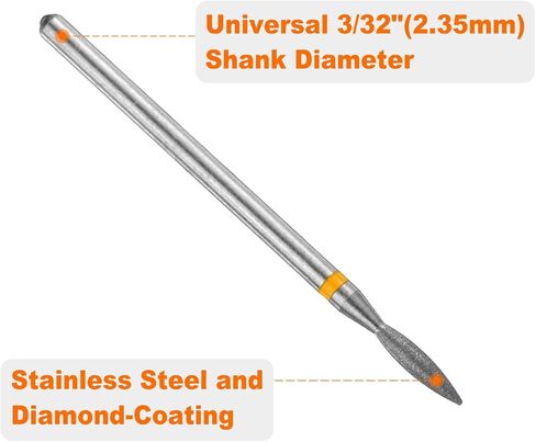 HARFINGTON 10pcs 100-120 Grits Diamond Grinding Bit 2.3mm Oval Head 2.35mm Shank 4mm Length Stone Sanding Drill Bits Rotary Tool for Ceramic Glass Grinding, Polishing in Saudi Arabia