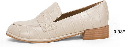 Coutgo Womens Classic Penny Loafers Crocodile Print Casual Mid Stacked Heel Comfort Slip On Office Oxford Dress Shoes in Saudi Arabia