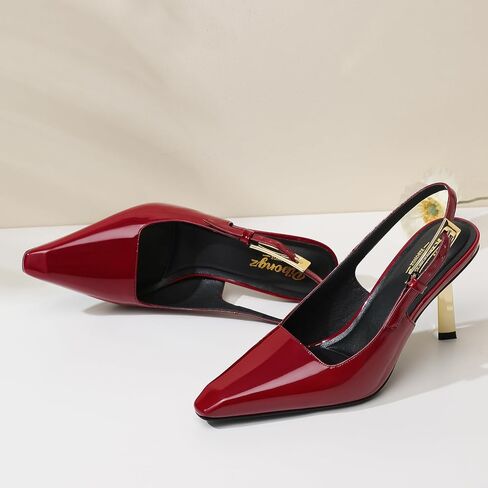 RIBONGZ Slingback Kitten Heels for Womens Pumps Closed Pointed Toe Stiletto Heels Sexy Wedding Bride Prom Party Evening Dressy Shoes in Saudi Arabia