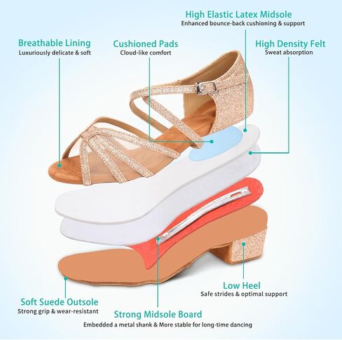 Low Heel Ballroom Dance Shoes Women Latin Salsa Practice Dancing Shoes 1.5 Inch Heel ZB14 in Saudi Arabia