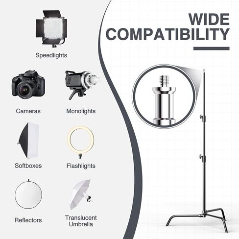 EMART C Stand Light Stand Photography - Max Height 6.9ft/210cm with Carrying Bag for LED Video Light, Studio Photography Lighting in Saudi Arabia