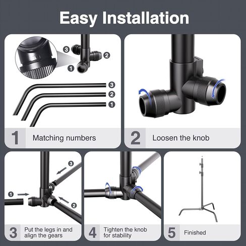 حامل إضاءة EMART C للتصوير الفوتوغرافي - أقصى ارتفاع 6.9 قدم/210 سم مع حقيبة حمل لمصباح فيديو LED، وإضاءة التصوير الفوتوغرافي في الاستوديو in Kuwait