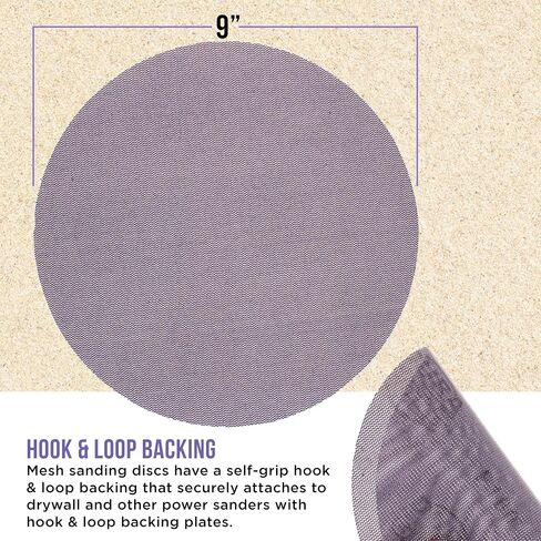 Dura-Gold Premium 320 Grit 9" Purple Ceramic Mesh Sanding Discs, Box of 10 - Dustless Hook & Loop Backing Sandpaper for Drywall Power Sander - Long-Lasting Fast Cut Abrasive, Anti-Clog Sanding Screen in Saudi Arabia
