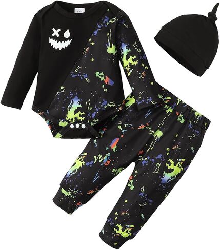 Infant Newborn Baby Boy Clothes Fall Winter Outfit Long Sleeve Romper Bodysuit Pants Set Toddler Clothe Boys in Saudi Arabia