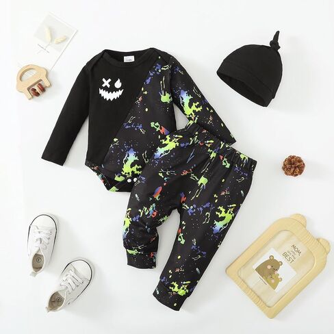 Infant Newborn Baby Boy Clothes Fall Winter Outfit Long Sleeve Romper Bodysuit Pants Set Toddler Clothe Boys in Saudi Arabia