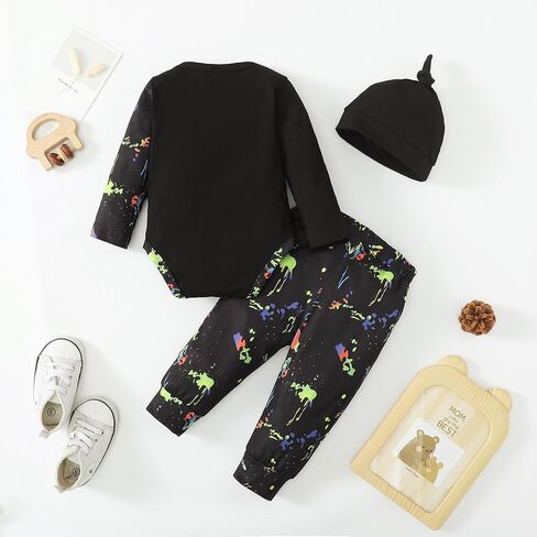 Infant Newborn Baby Boy Clothes Fall Winter Outfit Long Sleeve Romper Bodysuit Pants Set Toddler Clothe Boys in Saudi Arabia