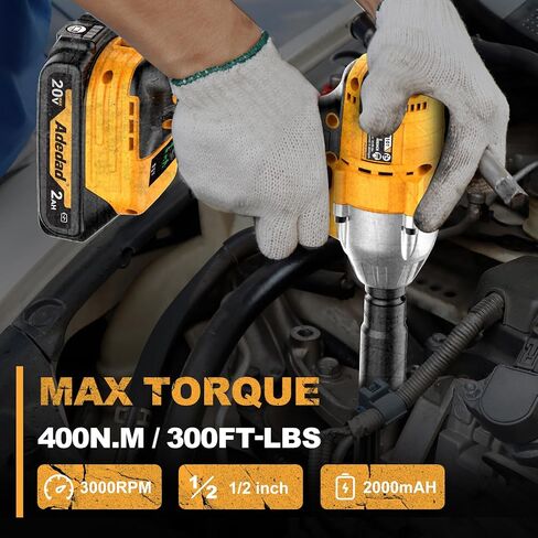 مفتاح ربط بقوة عزم دوران عالية 1000 نيوتن متر (740 قدم رطل) مع بطارية 2X 4.0AH 1/2 بوصة مسدس كهربائي لاسلكي بدون فرش محرك تأثير للسيارة يتضمن شاحن سريع و5 مقابس وصندوق تخزين in Saudi Arabia