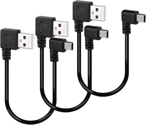 Mini USB Data Cable 10INCH 90 Degree USB Right Angle Nickel Plated Short USB 2.0 -A-Male-4Pin to Right Angle Mini-B-5Pin for syncing and charging smartphones,GPS,external hard drives (Black) in Kuwait
