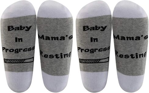 LEVLO Pregnancy Announcement Gifts New Mom Socks Mama's Resting Baby In Progress Socks for Expecting Mom (2 Pairs/Set) in Saudi Arabia