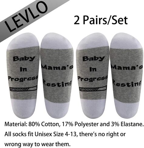 LEVLO Pregnancy Announcement Gifts New Mom Socks Mama's Resting Baby In Progress Socks for Expecting Mom (2 Pairs/Set) in Saudi Arabia
