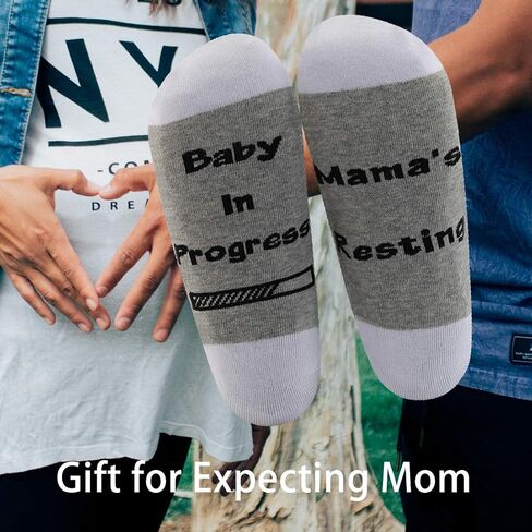 LEVLO Pregnancy Announcement Gifts New Mom Socks Mama's Resting Baby In Progress Socks for Expecting Mom (2 Pairs/Set) in Saudi Arabia