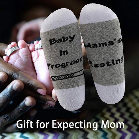 LEVLO Pregnancy Announcement Gifts New Mom Socks Mama's Resting Baby In Progress Socks for Expecting Mom (2 Pairs/Set) in Saudi Arabia