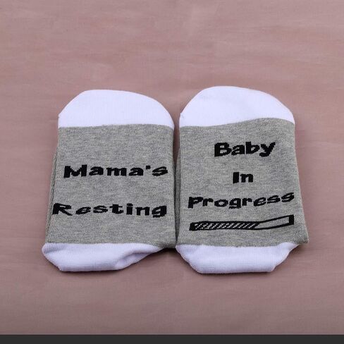LEVLO Pregnancy Announcement Gifts New Mom Socks Mama's Resting Baby In Progress Socks for Expecting Mom (2 Pairs/Set) in Saudi Arabia