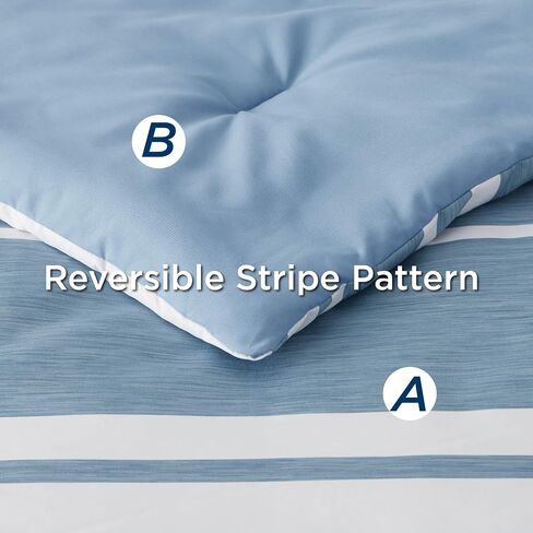 Bedsure Bed in a Bag Full Size 7 Pieces, Sage Green White Striped Bedding Comforter Sets All Season Bed Set, 2 Pillow Shams, Flat Sheet, Fitted Sheet and 2 Pillowcases in Saudi Arabia