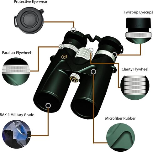 12X50 HD Binoculars for Adult-KIICHI TERASAWA Professional Military High Power Binocular for Hunting-Clear Low Light Tactical Large Eyepiece IPX7 Waterproof Binocular for Bird Watching and Shooting in Saudi Arabia