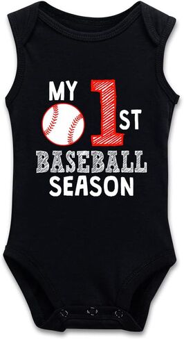 DOQOSESHY My First Baseball Season Boutique Baby Bodysuit Rompers Unisex Cotton Outfit, 3 Months, L-white in Saudi Arabia