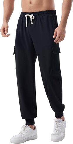 بنطلون رياضي رجالي من SILKWORLD مع جيوب للركض للرجال، سروال كاجوال برباط in Kuwait