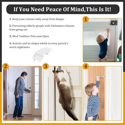 Child Safety Door Top Lock, TAMIDN Top Door Locks for Kids Safety Made of Durable Metal, Adjustable Child Locks for Door, Door lock kid proof for Childproofing Interior-Exterior Doors in Saudi Arabia