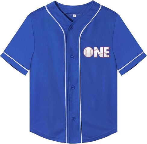 Mowbeat Baby Baseball Jersey One Print 1 Year Old Birthday Shirt Short Sleeve Button Tee 1st Infant T Shirt in Saudi Arabia