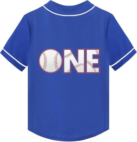 Mowbeat Baby Baseball Jersey One Print 1 Year Old Birthday Shirt Short Sleeve Button Tee 1st Infant T Shirt in Saudi Arabia