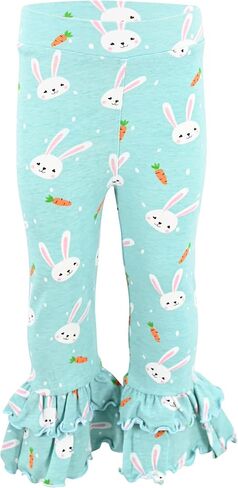 طقم ملابس بناتي مكون من قطعتين من السراويل الضيقة ذات الكشكشة المزدوجة مع قميص قصير الأكمام للأطفال والرضع in Kuwait