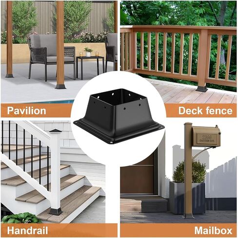 4x4 Post Base 10Pcs, Internal 3.6"x3.6" Heavy Duty Powder-Coated Steel Post Bracket Fit for Standard Wood Post Anchor, Decking Post Base for Deck Porch Handrail Railing Support in Saudi Arabia