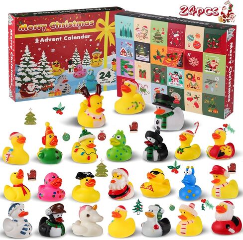 30 Pcs Christmas Rubber Ducks, 2 Sets of Christmas Ducks in 2 Inch Holiday Rubber Ducks Bath Toys for Ducks Ducking Christmas Rubber Duckies Party Favors Stocking Stuffers for Kids Boys Girls in Saudi Arabia