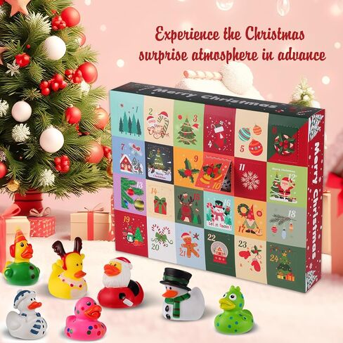 30 Pcs Christmas Rubber Ducks, 2 Sets of Christmas Ducks in 2 Inch Holiday Rubber Ducks Bath Toys for Ducks Ducking Christmas Rubber Duckies Party Favors Stocking Stuffers for Kids Boys Girls in Saudi Arabia