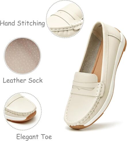 Women's Loafers Moccasin Casual Slip On Flat Shoes Comfortable Leather Driving Loafers Lightweight Nurse Work Shoes in Saudi Arabia
