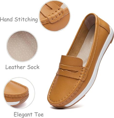 Women's Loafers Moccasin Casual Slip On Flat Shoes Comfortable Leather Driving Loafers Lightweight Nurse Work Shoes in Saudi Arabia