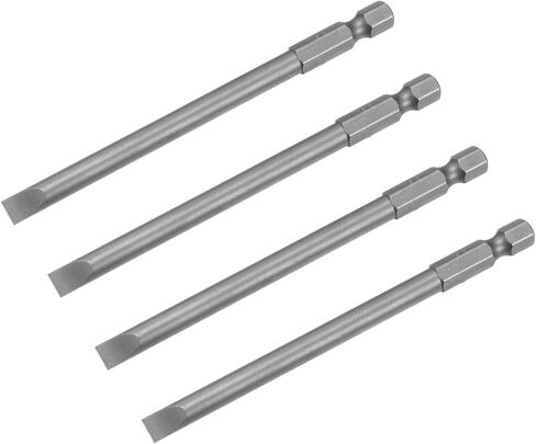 uxcell 4 Pcs Slotted Screwdriver Bits 6mm 4" Length 1/4" Hex Shank Magnetic Flat Head Drive Bit Holder for Power Screwdriver Drill Impact Driver in Saudi Arabia