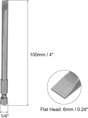 uxcell 4 Pcs Slotted Screwdriver Bits 6mm 4" Length 1/4" Hex Shank Magnetic Flat Head Drive Bit Holder for Power Screwdriver Drill Impact Driver in Saudi Arabia