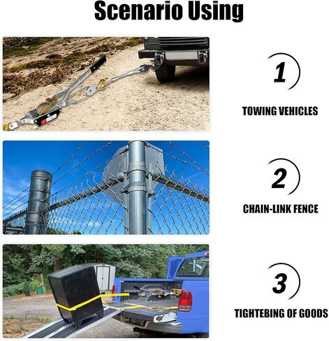 Come Along Winch 1 T Pulling Capacity 7 FT Steel Cable 2 Hooks Heavy Duty Ratchet Power Puller Tool with Dual Gears Automotive Hoist Cable Puller Ideal for Vehicle Rescue. in Saudi Arabia