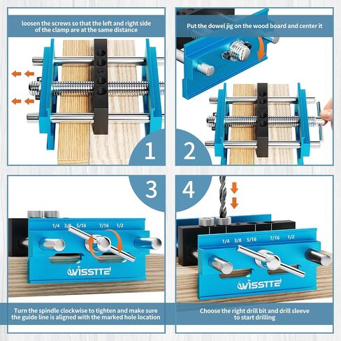 self centering dowel jig Plus 6 inch Widen Wood Dowel Jig,doweling jig self centering kit With 6 Drill Guide Bushings,dowling jig for woodworking in Saudi Arabia