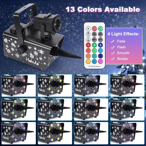 ماكينة ثلج 800 واط من هاكوتا مع 8 مصابيح LED RGB و13 لون اضاءة LED و2 جهاز تحكم عن بعد، مثالية للكريسماس والهالوين وعيد الحب والزفاف والحفلات ومسرح دي جيه in Kuwait