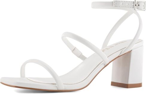 Shoe'N Tale Strappy Heels for Women Ankle Buckle Chunky Heels Square Toe Heeled Sandals in Kuwait