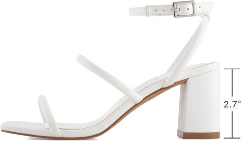 Shoe'N Tale Strappy Heels for Women Ankle Buckle Chunky Heels Square Toe Heeled Sandals in Kuwait