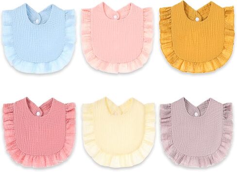 Baby Bibs Baby Drooling Bibs Muslin Bibs 4-Layer Organic Muslin Cotton for Girls Absorbent& Soft& Breathable Teething Bibs Adjustable Scarf Muslin Baby Bibs for Girls in Saudi Arabia