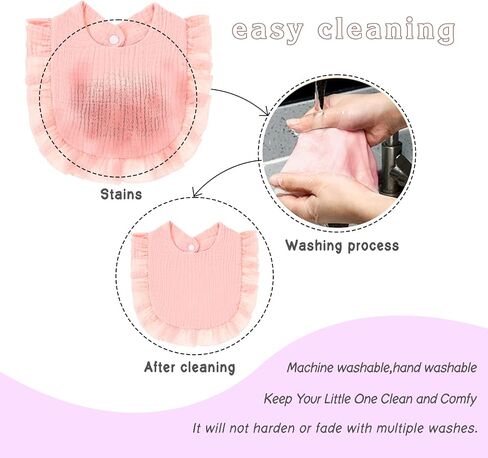 Baby Bibs Baby Drooling Bibs Muslin Bibs 4-Layer Organic Muslin Cotton for Girls Absorbent& Soft& Breathable Teething Bibs Adjustable Scarf Muslin Baby Bibs for Girls in Saudi Arabia